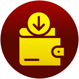 Winmatch deposit icon with wallet and downward arrow