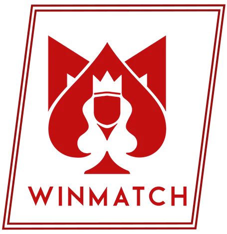Winmatch logo with a stylized queen inside a spade design.