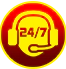 24/7 headset support icon in yellow and red, representing round-the-clock assistance by the Winmatch support team.